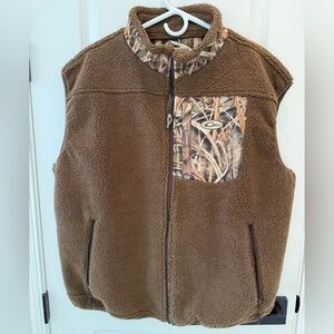 Drake Men's Tan Fleece Vest with Camo Accents